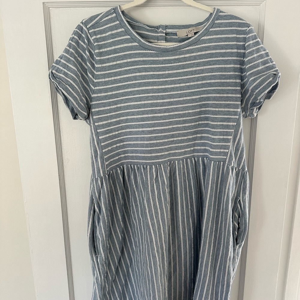 LOFT Dress in Blue and White Stripes